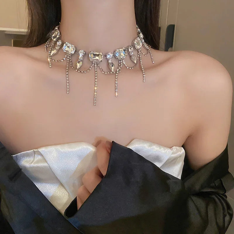 Navori Crystal Statement Choker — Geometric Edge Meets Effortless Glam
