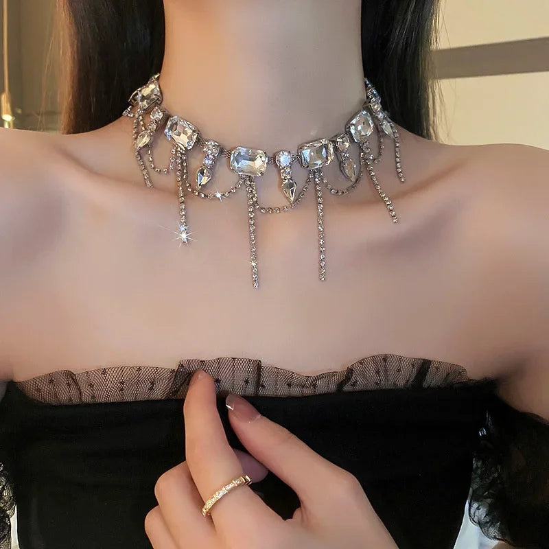 Navori Crystal Statement Choker — Geometric Edge Meets Effortless Glam